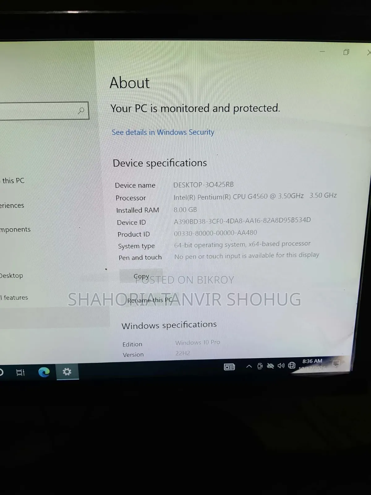 Desktop Computer 8GB Intel Pentium HDD 500GB