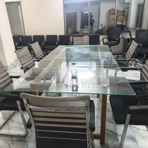 Five tables. One conference table. Twenty chairs of two types. One small super table