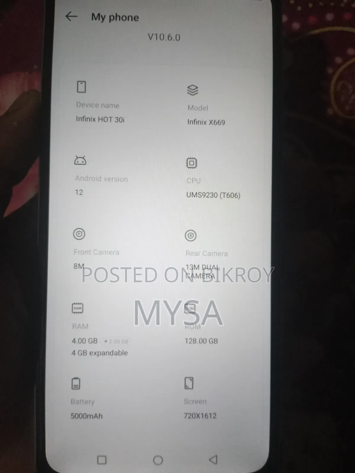 Infinix Hot 30i 128 GB White