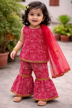 প্রিমিয়াম গার্লস শারারা থ্রি-পিস সেট