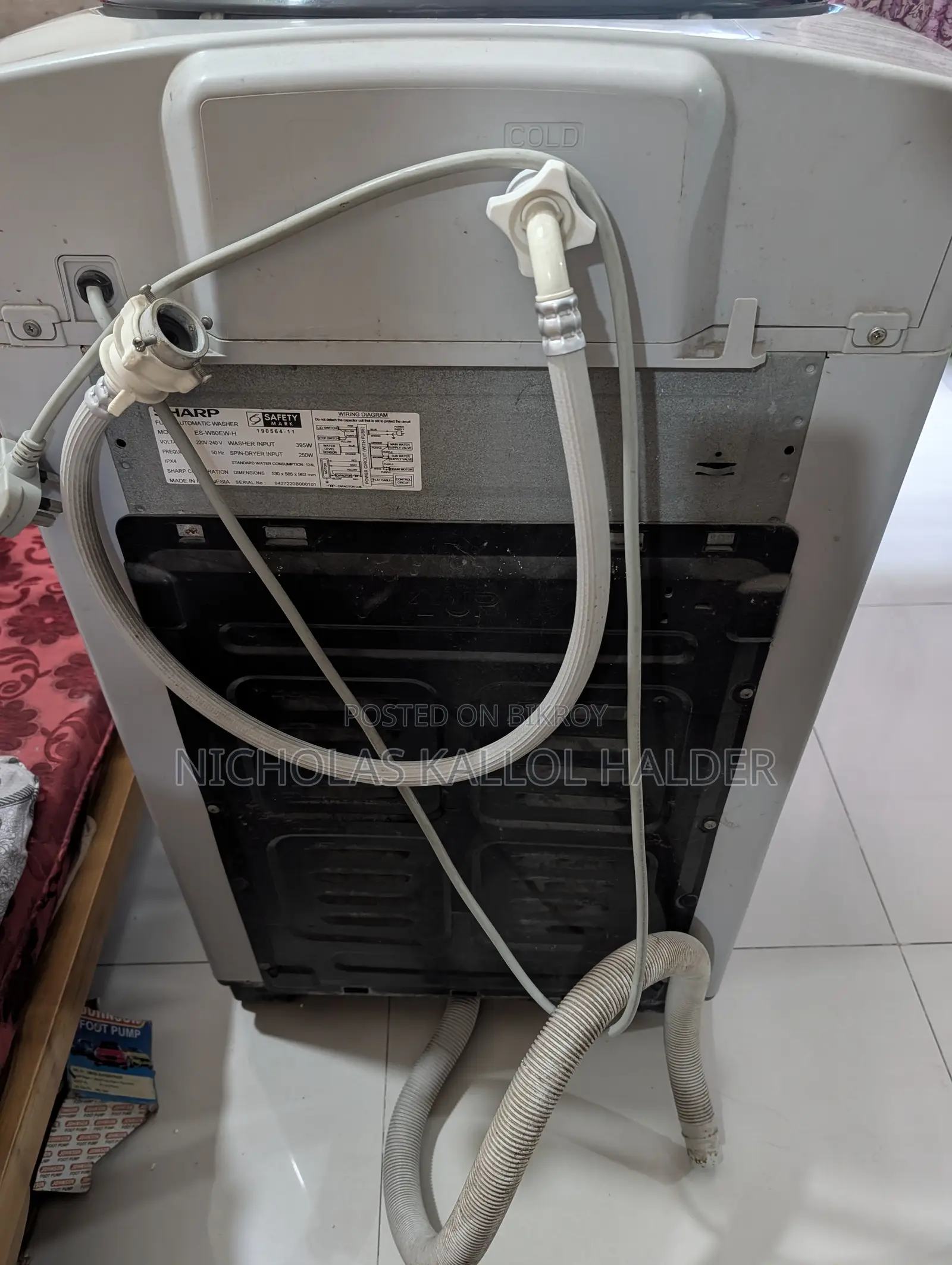 Want to Sell Sharp 8 Litre Running Washing Machine