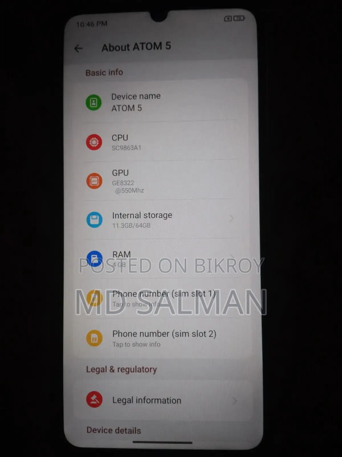 Symphony ATOM 5 64 GB Blue
