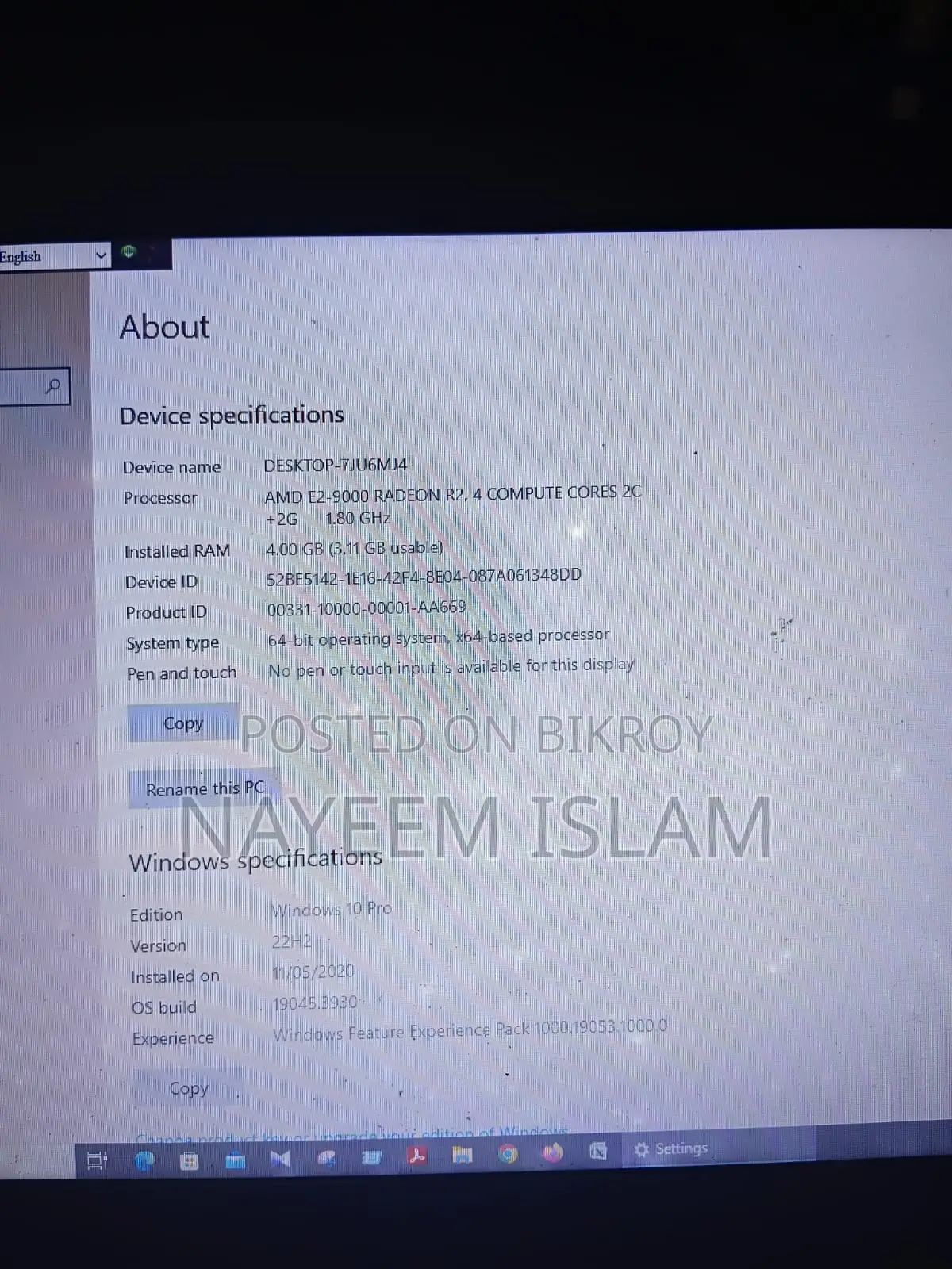 Laptop Lenovo 4GB AMD HDD 1TB