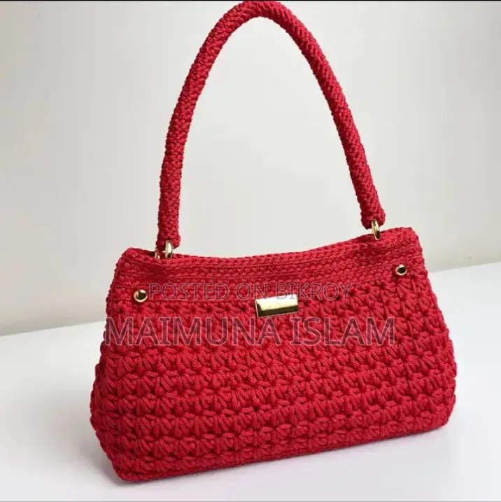 Red Crochet Handmade Bag - Crochet Hand Bag
