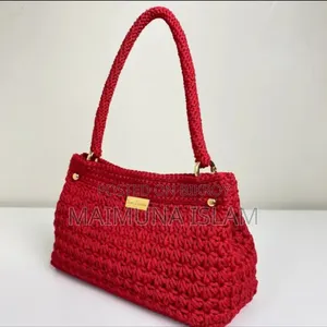 Red Crochet Handmade Bag - Crochet Hand Bag