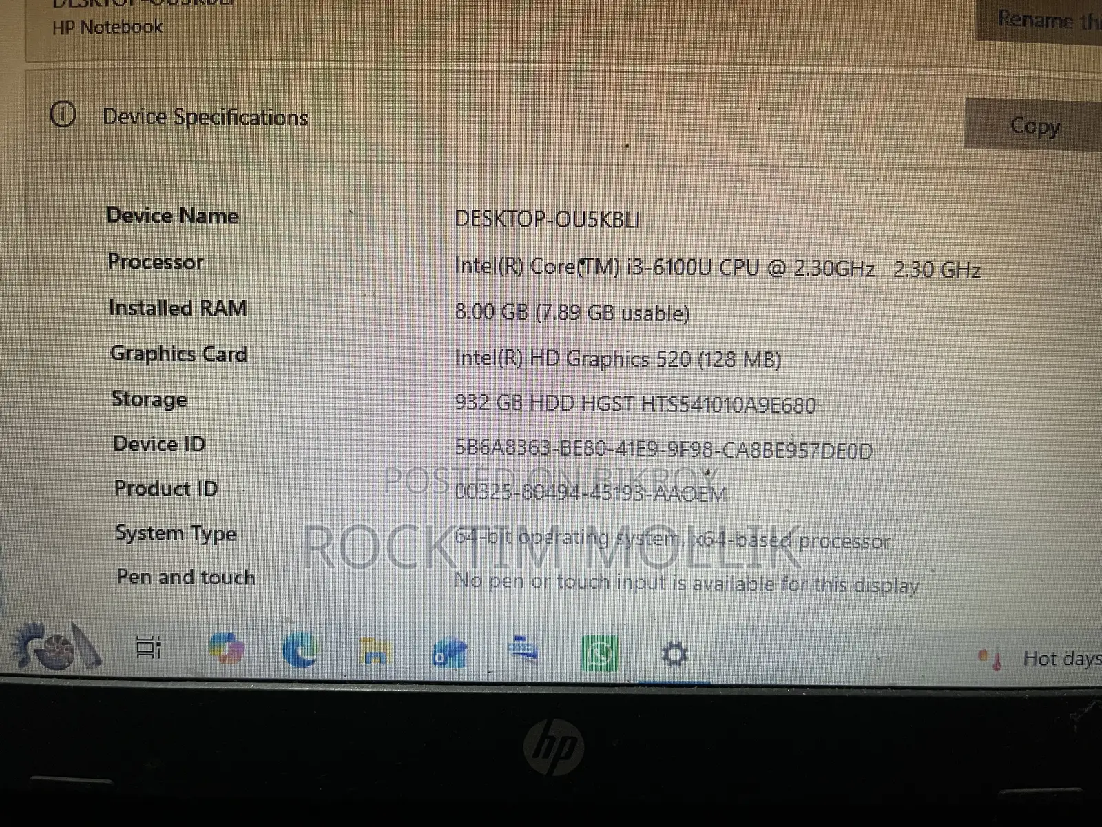 Laptop HP 15 8GB Intel Core i3 HDD 1TB