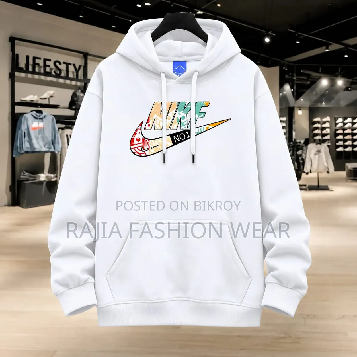 Stylish Solid Printed Cotton Hoodie