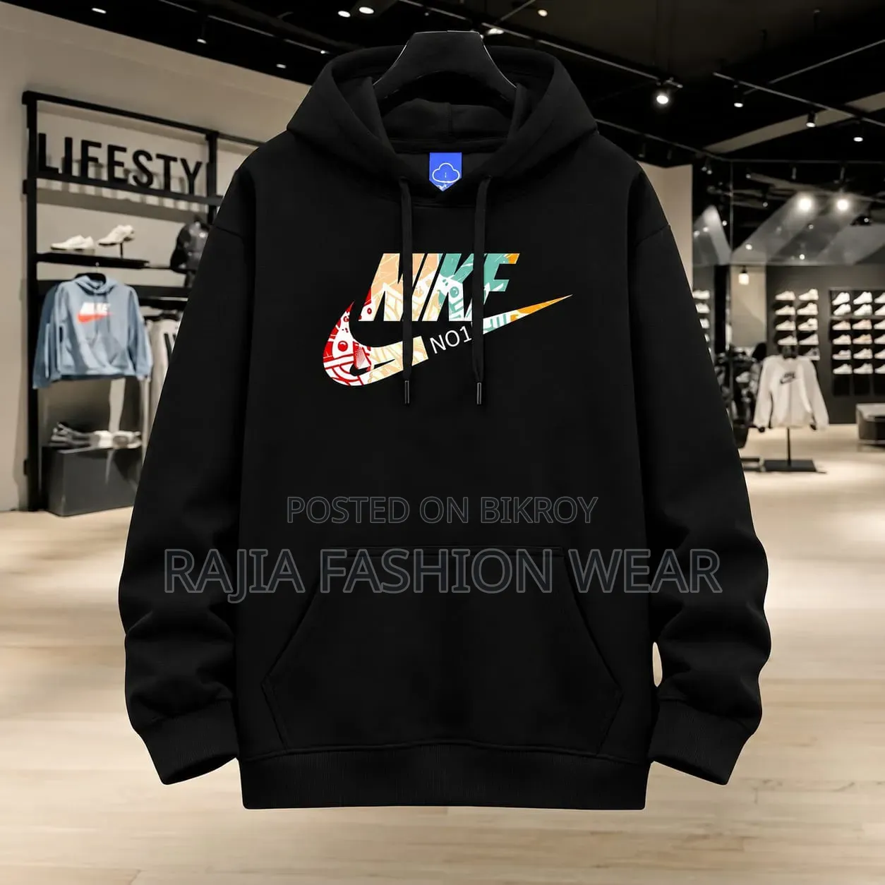 Stylish Solid Printed Cotton Hoodie