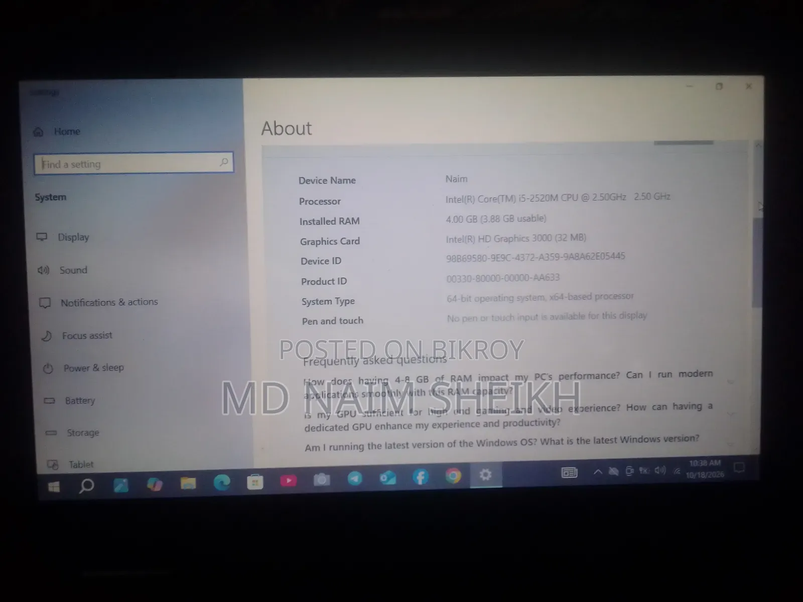Laptop Dell Latitude E6320 4GB Intel Core i5 HDD 1T
