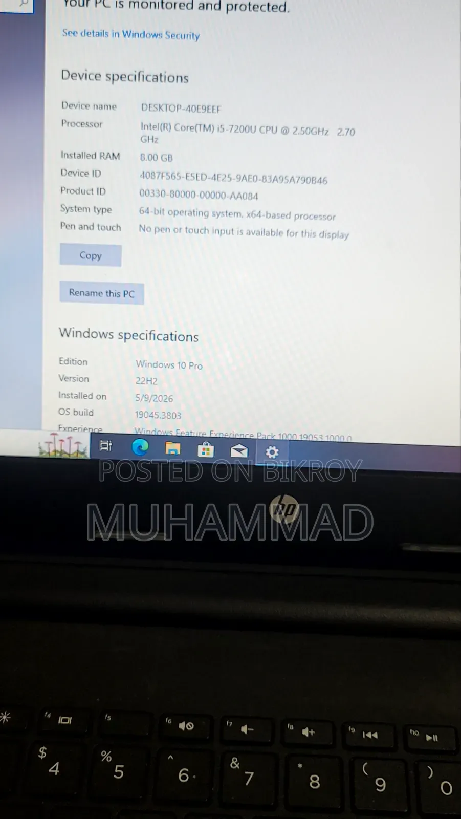 Laptop HP 240 G6 8GB Intel Core i5 HDD+SSD 256GB