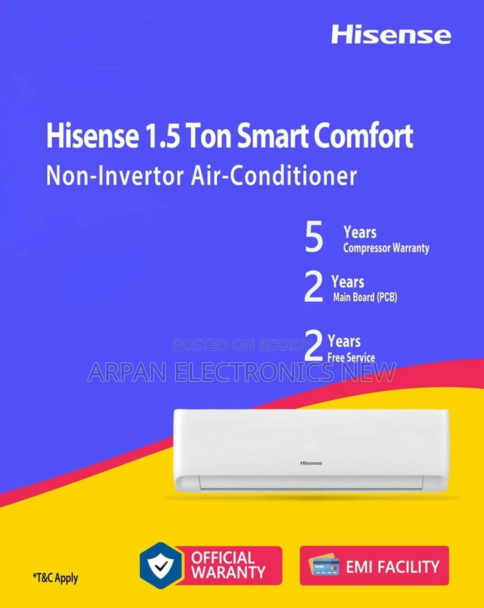 Hisense 1.5 Ton AC - Buy with confidence, take service with peace of mind.