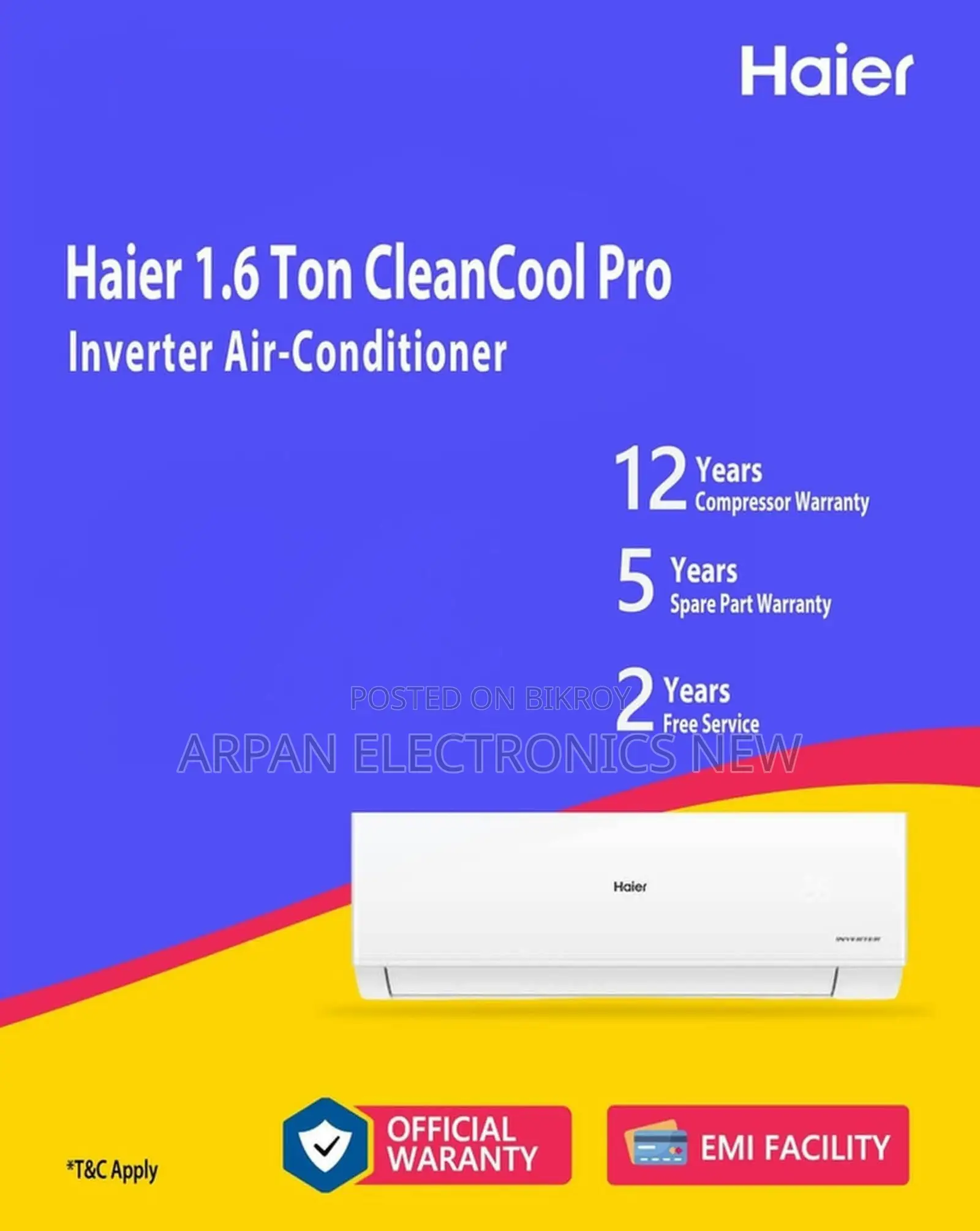 Haier Inverter AC 1.6 Ton 100% Full BTU Capacity