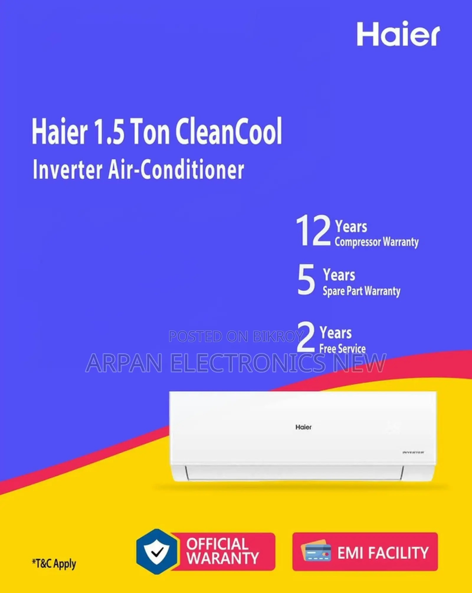 Haier Inverter AC 1.6 Ton 100% Full BTU Capacity