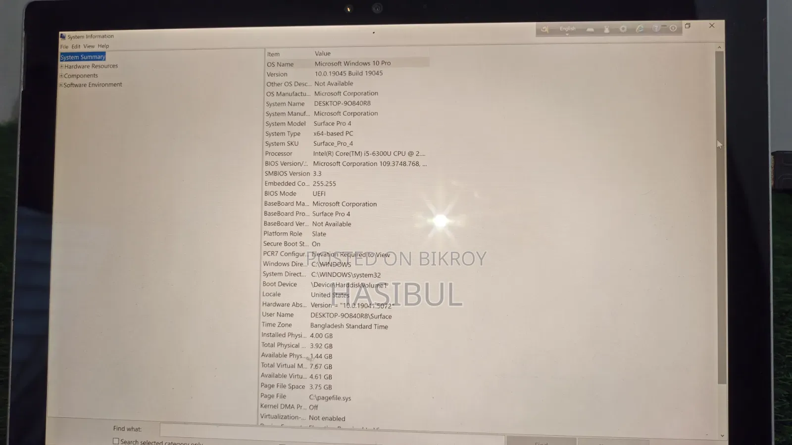 Laptop Microsoft Surface Pro 4 4GB Intel Core i5 SSD 128GB