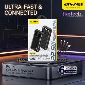 Awei PA-166 10000mAh Built-in Cable 22.5W Power Bank