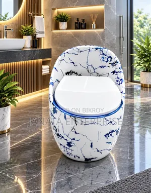 Italian Standard Egg-Shape Designer Ceramic Commode Blue Marble