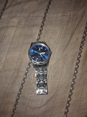 Blue Dial Quartz Watch Steel Chain - Urgent Sell - Rayer Bazar