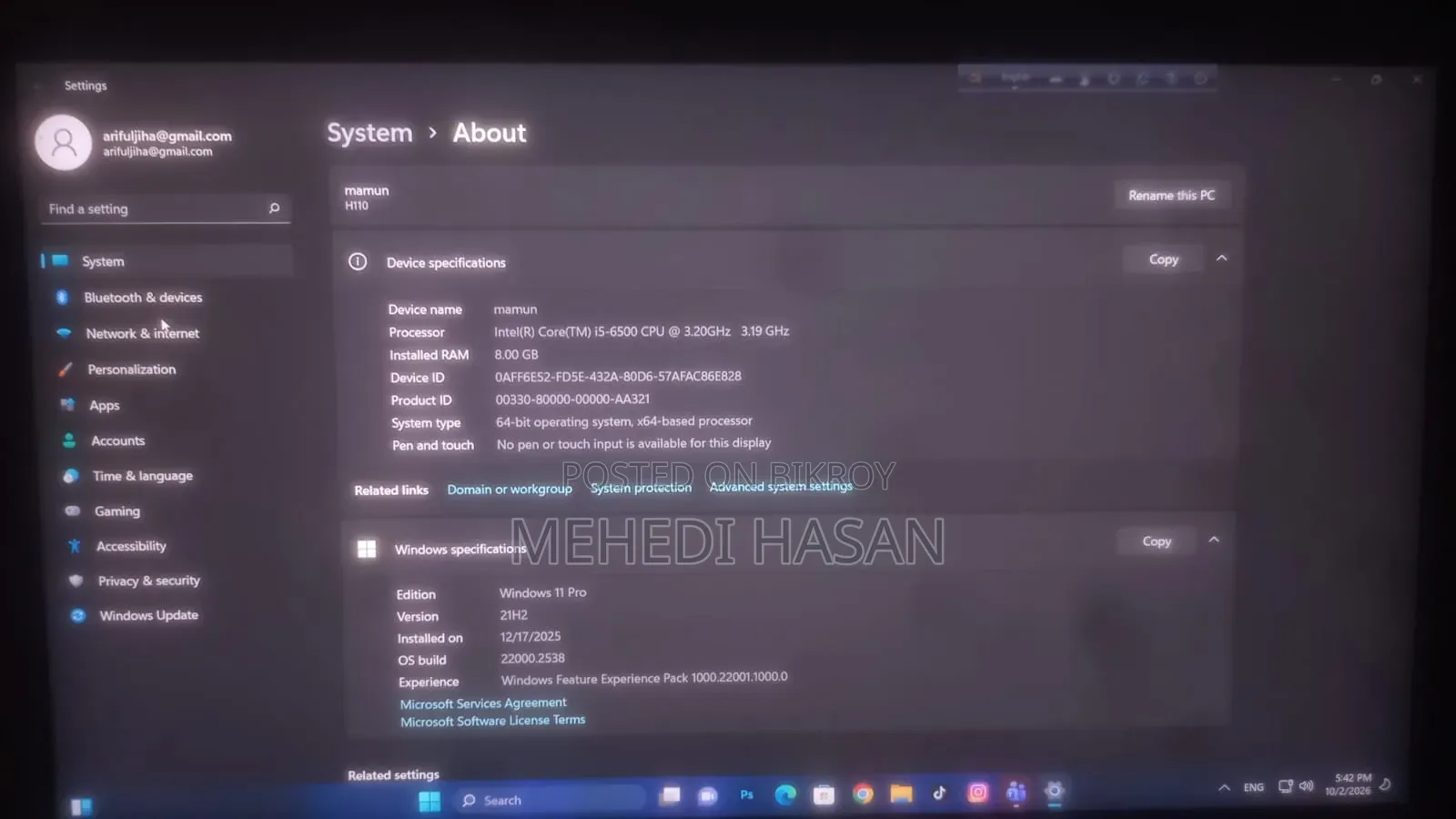 Desktop Computer 8GB Intel Core i5 SSD 128GB