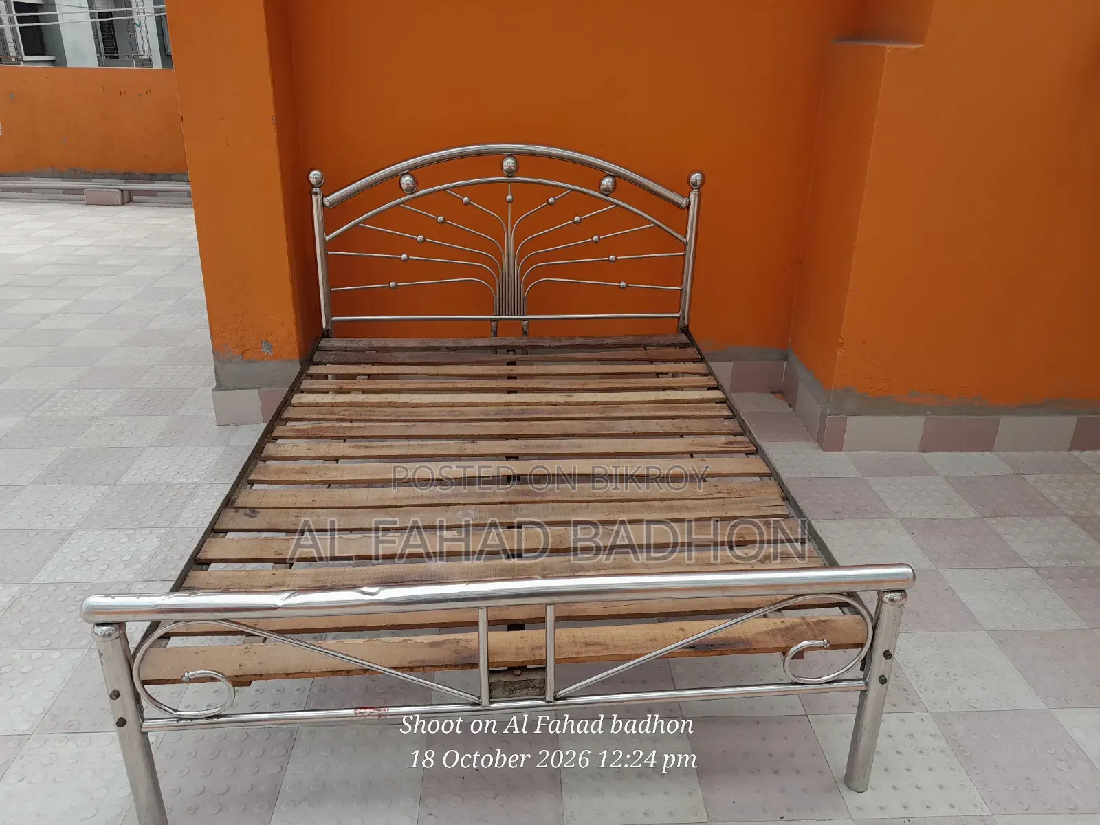 Emergency basis, steel bed to be sold at a very low price.