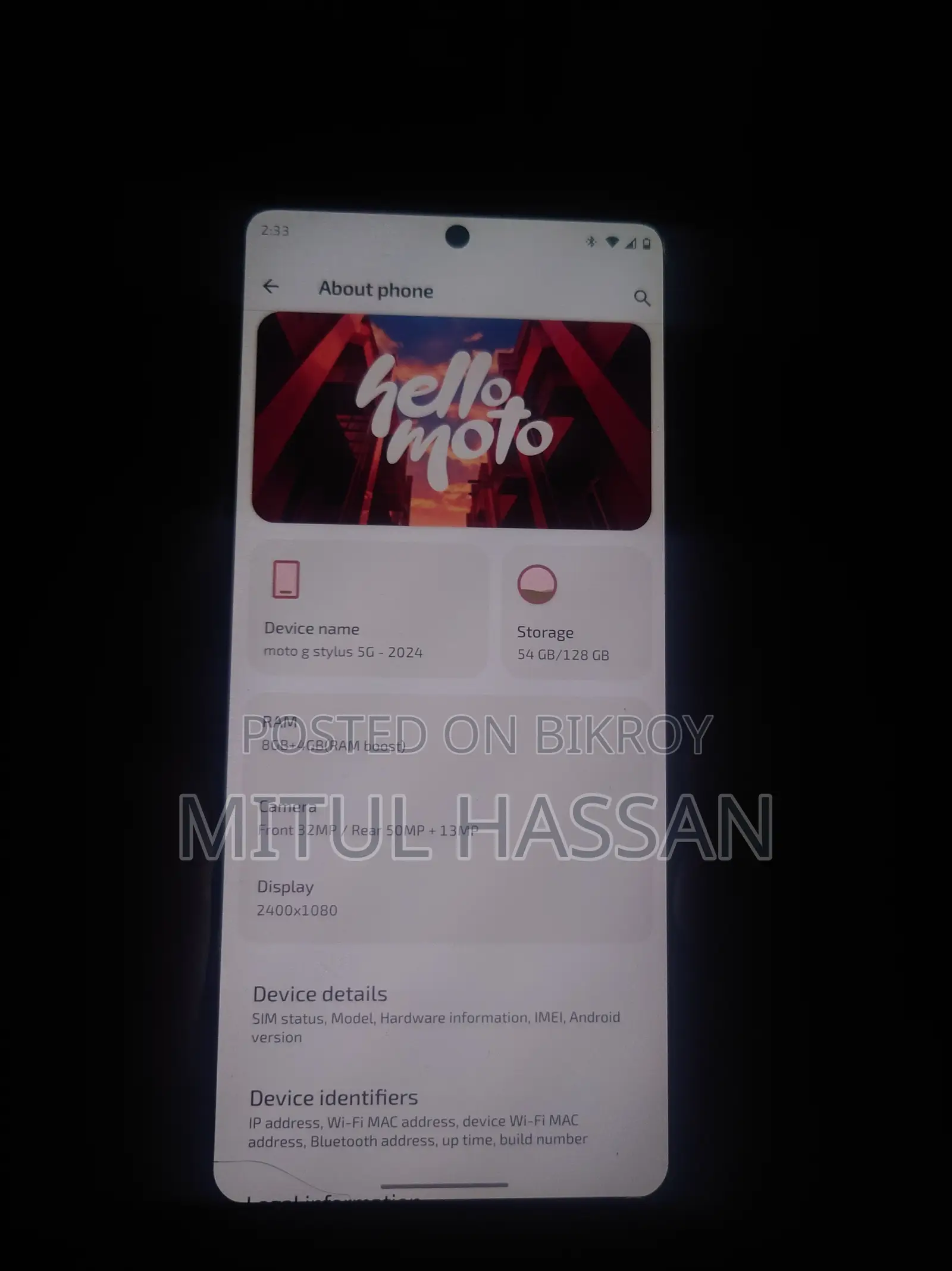মোটোলোরা মোটো জি স্টাইলাস ৫জি (২০২৪) ১২৮ জিবি গ্রে