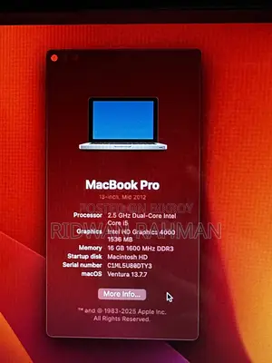 Laptop Apple MacBook 2012 16GB Intel Core i5 SSD 256GB