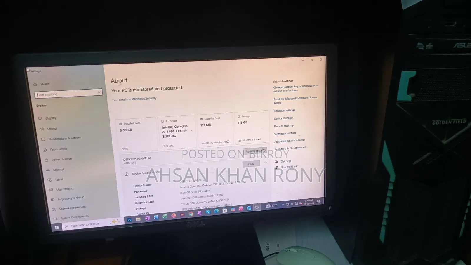 Desktop Computer Gigabyte 8GB Intel Core i5 SSD 128GB