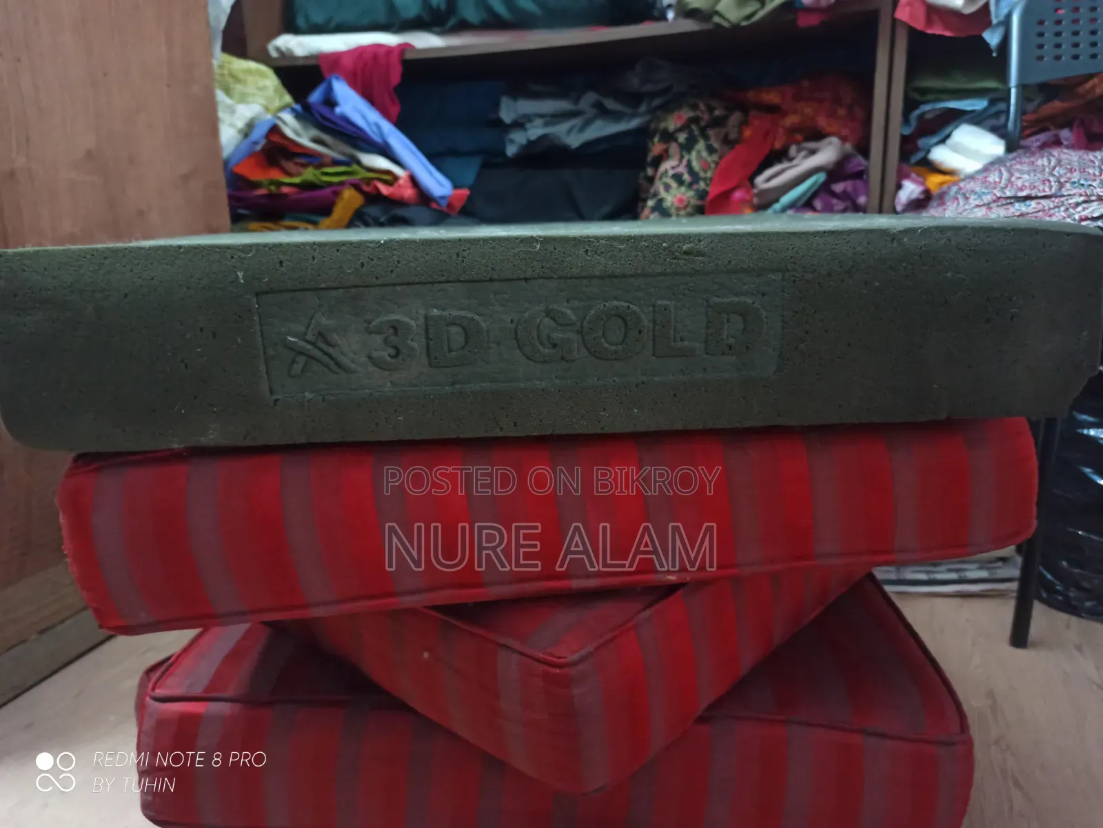 3D Gold সোফার ফোম ৫পিচ বিক্রি হবে — ৪ ইঞ্চি পুরু