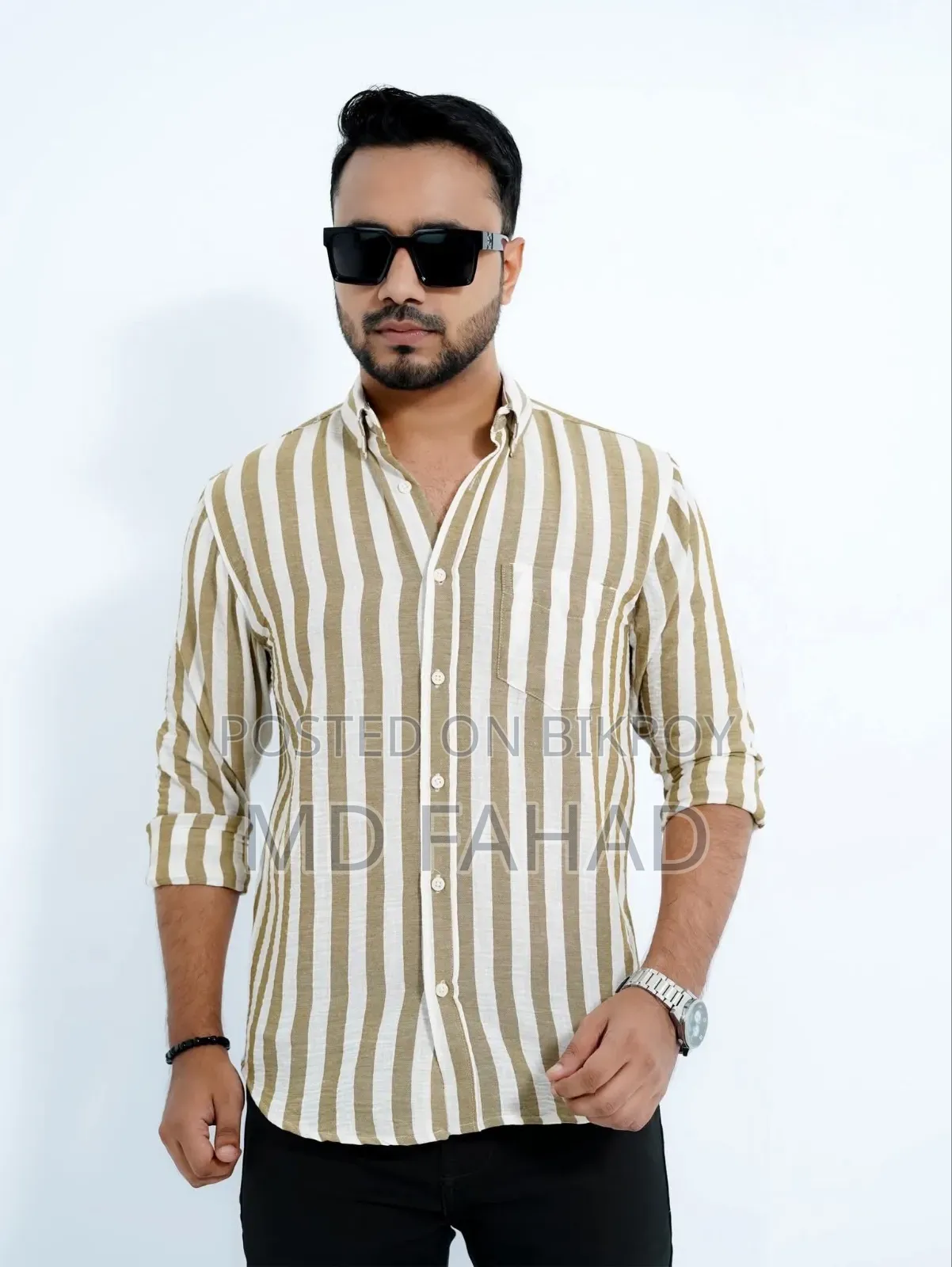 প্রিমিয়াম পুরুষদের স্ট্রাইপ শার্ট - ১০০% তুলা (ফ্রেশ কন্ডিশন)
