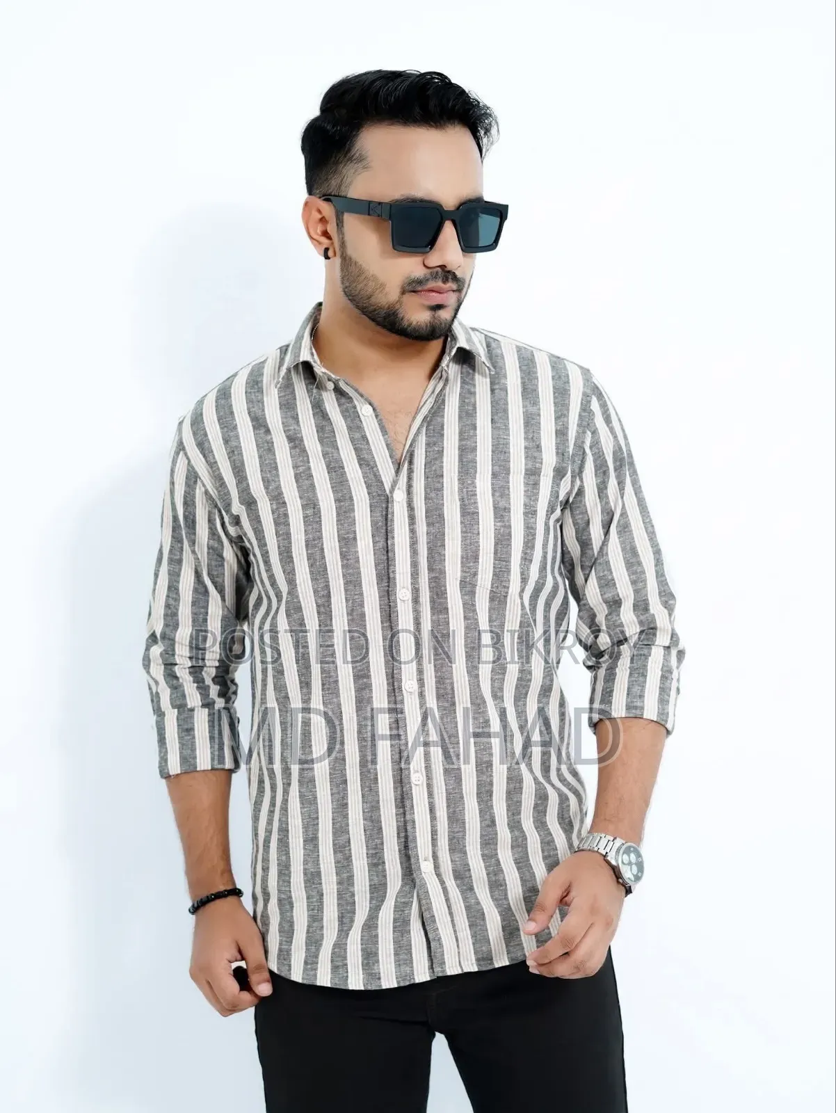 প্রিমিয়াম পুরুষদের স্ট্রাইপ শার্ট - ১০০% তুলা (ফ্রেশ কন্ডিশন)