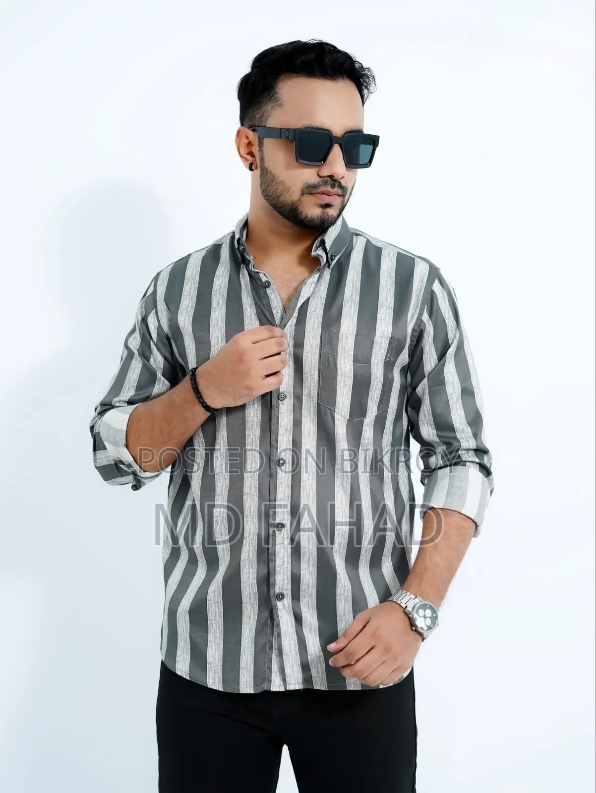 প্রিমিয়াম পুরুষদের স্ট্রাইপ শার্ট - ১০০% তুলা (ফ্রেশ কন্ডিশন)