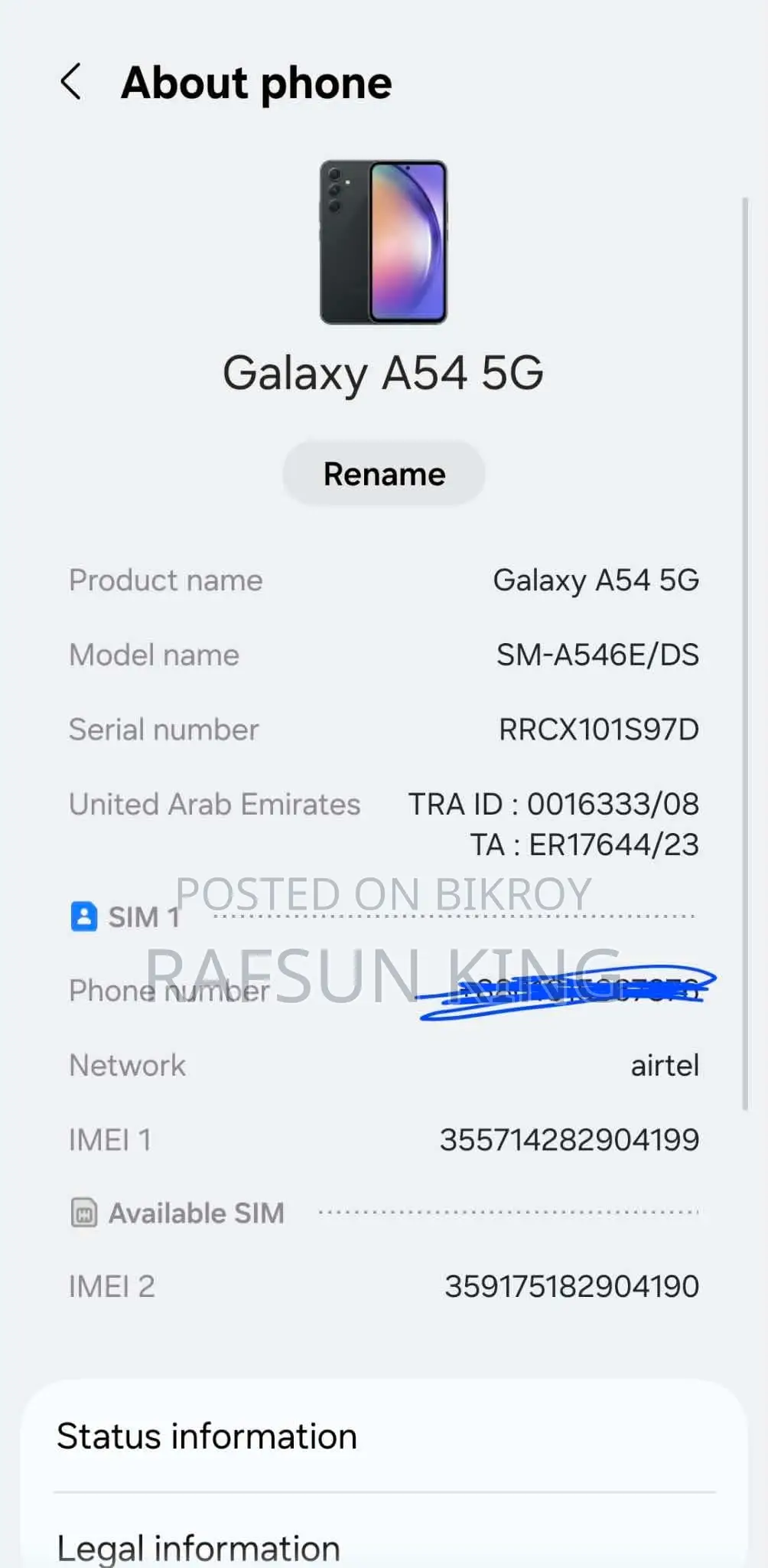 New Samsung Galaxy A54 5G 128 GB Black
