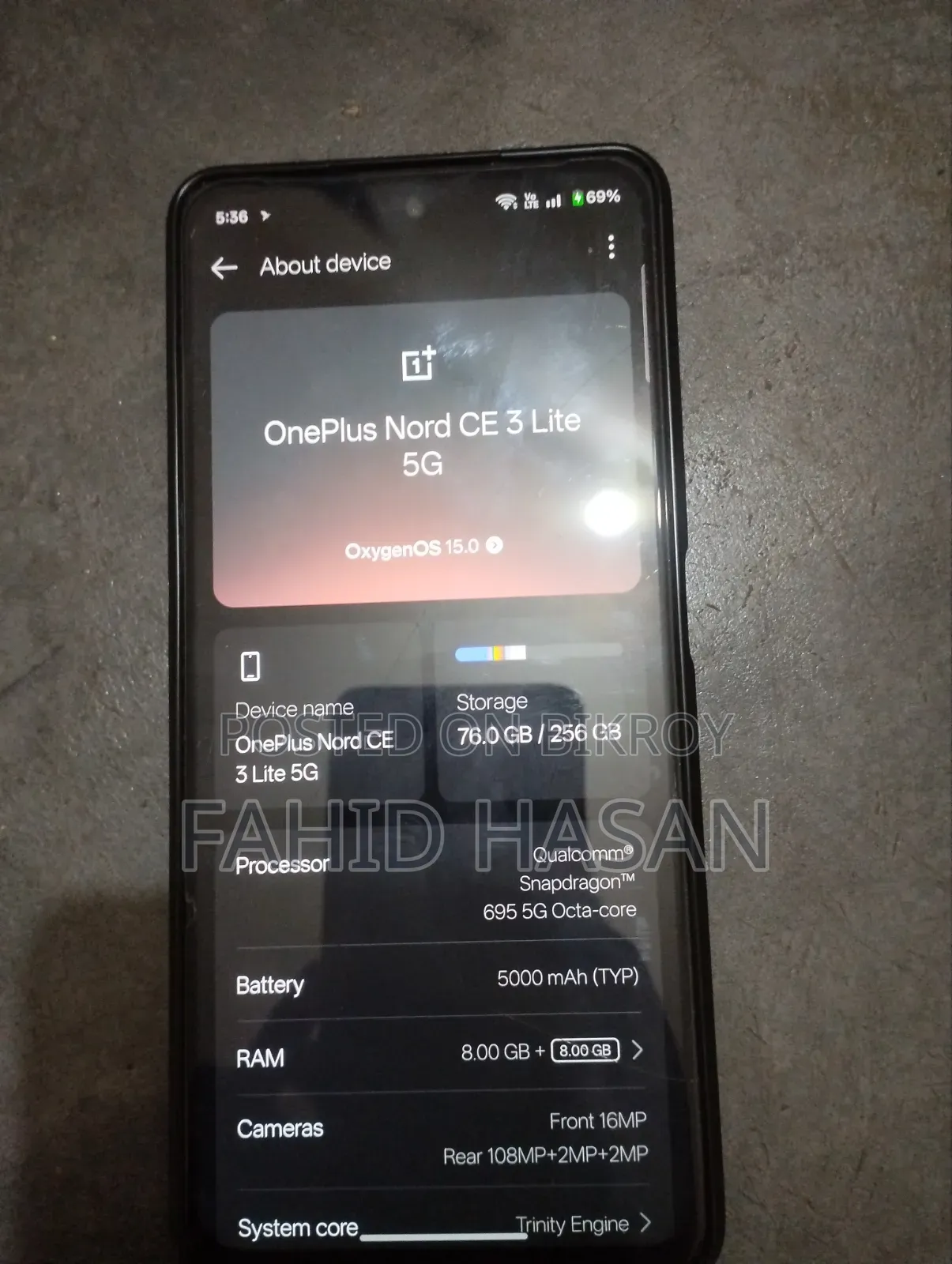 ওয়ানপ্লাস নর্ড সিই ৩ লাইট ফাইভজি ১২৮ জিবি কালো