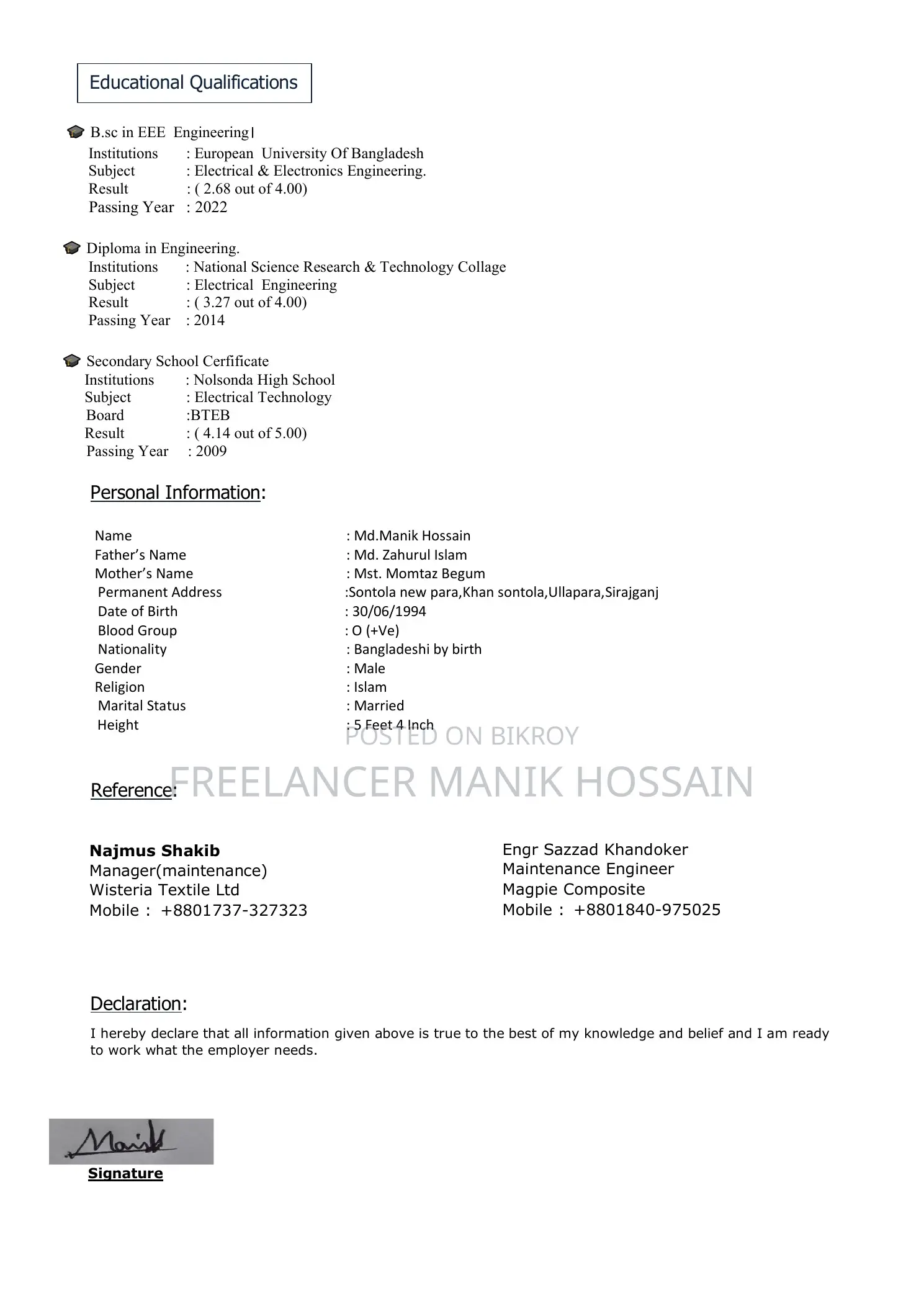 Engineering & Architecture CV
