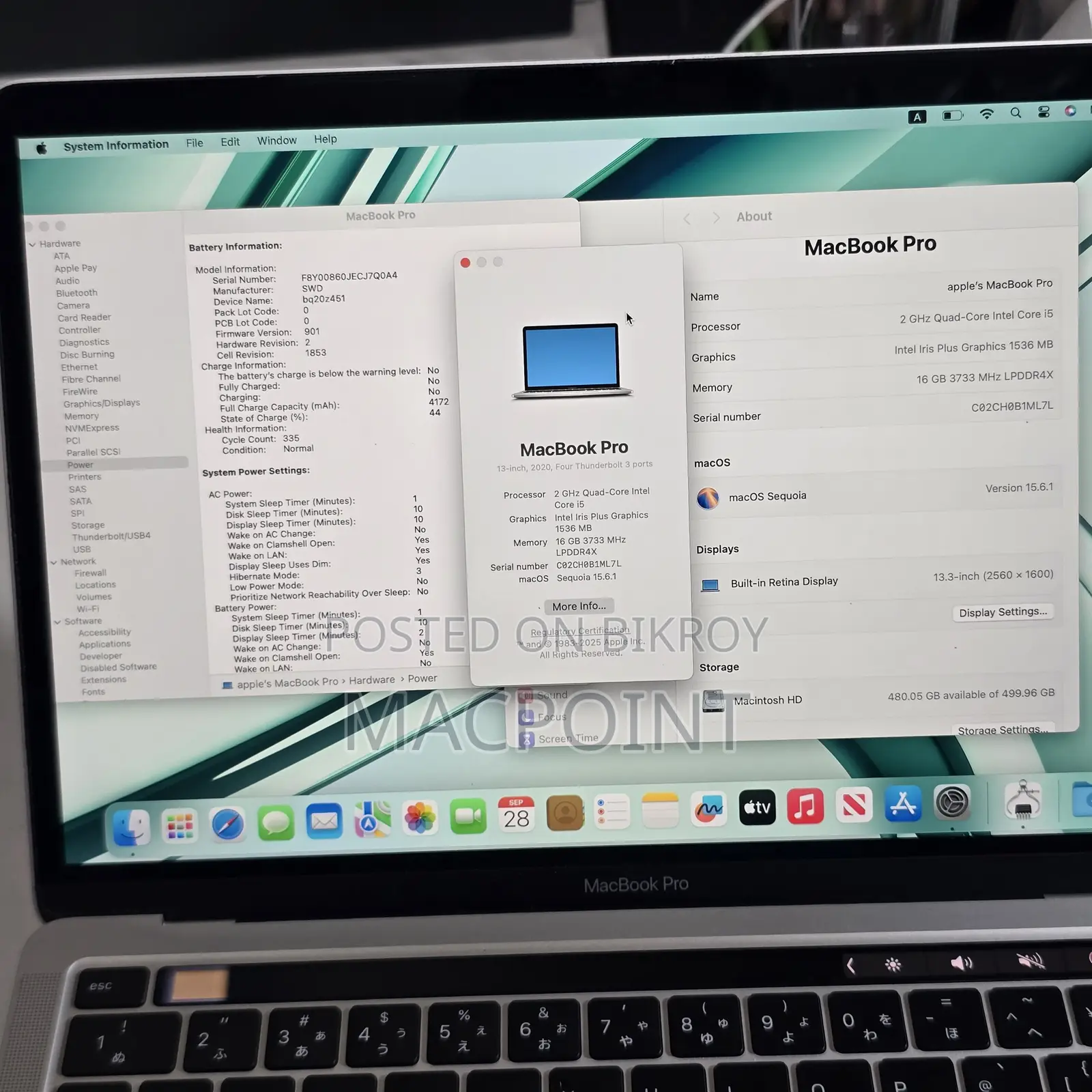 Laptop Apple MacBook Pro 2020 16GB Intel Core i5 SSD 512GB