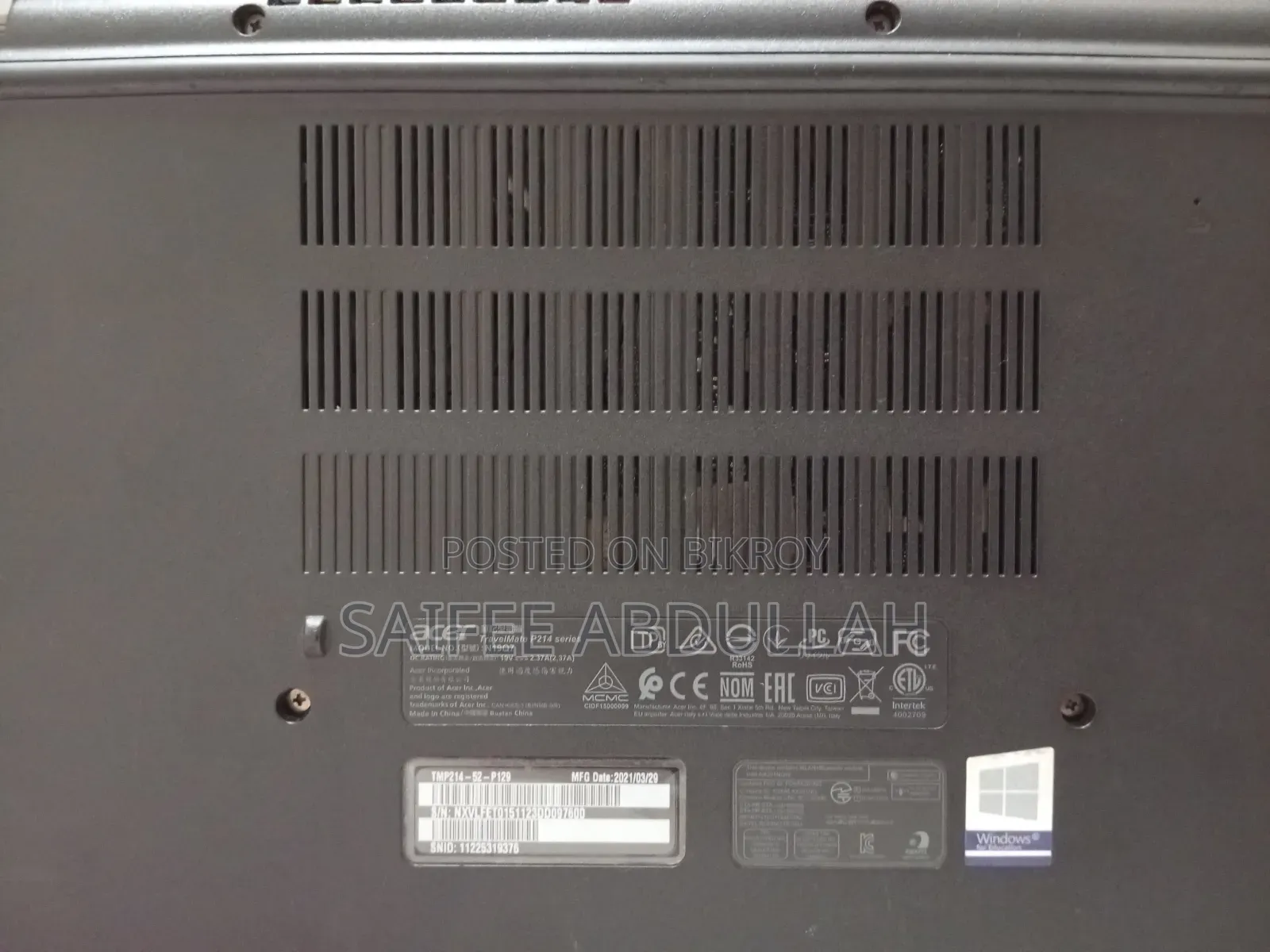 Laptop Acer TravelMate P2 14 4GB Intel Pentium SSD 128GB