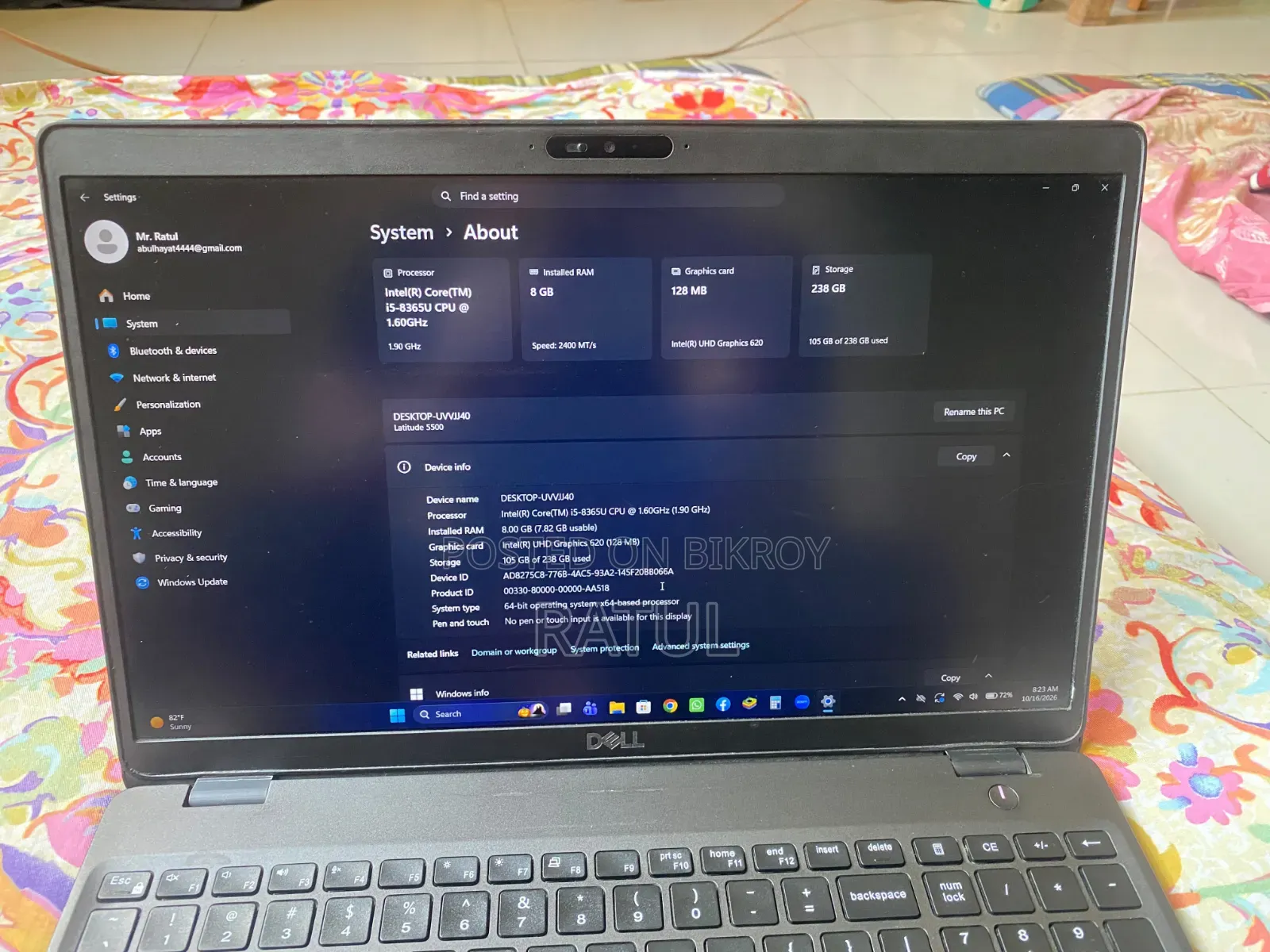 Laptop Dell Latitude 5500 8GB Intel Core i5 SSD 256GB