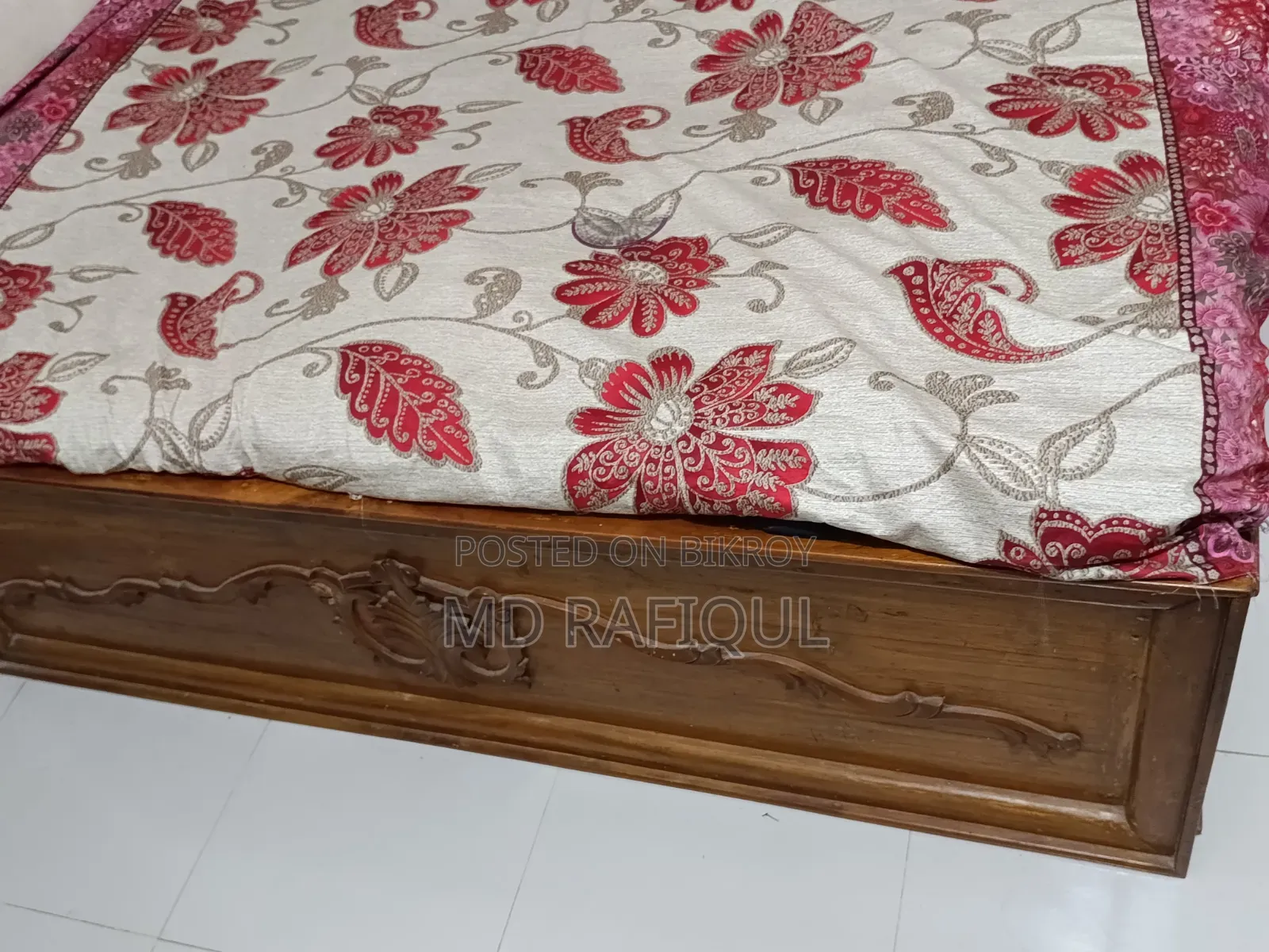 অরিজিনাল সেগুন কাঠের ডাবল বক্স খাট কিন্তু(৫ ফিট *৭ ফিট) মিরপুর ৬০ ফিট