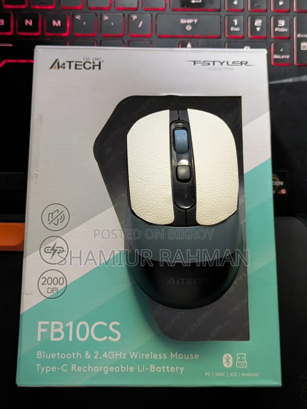 A4Tech FSTYLER FB10CS মাল্টিমোড ওয়্যারলেস মাউস + ব্লুটুথ।