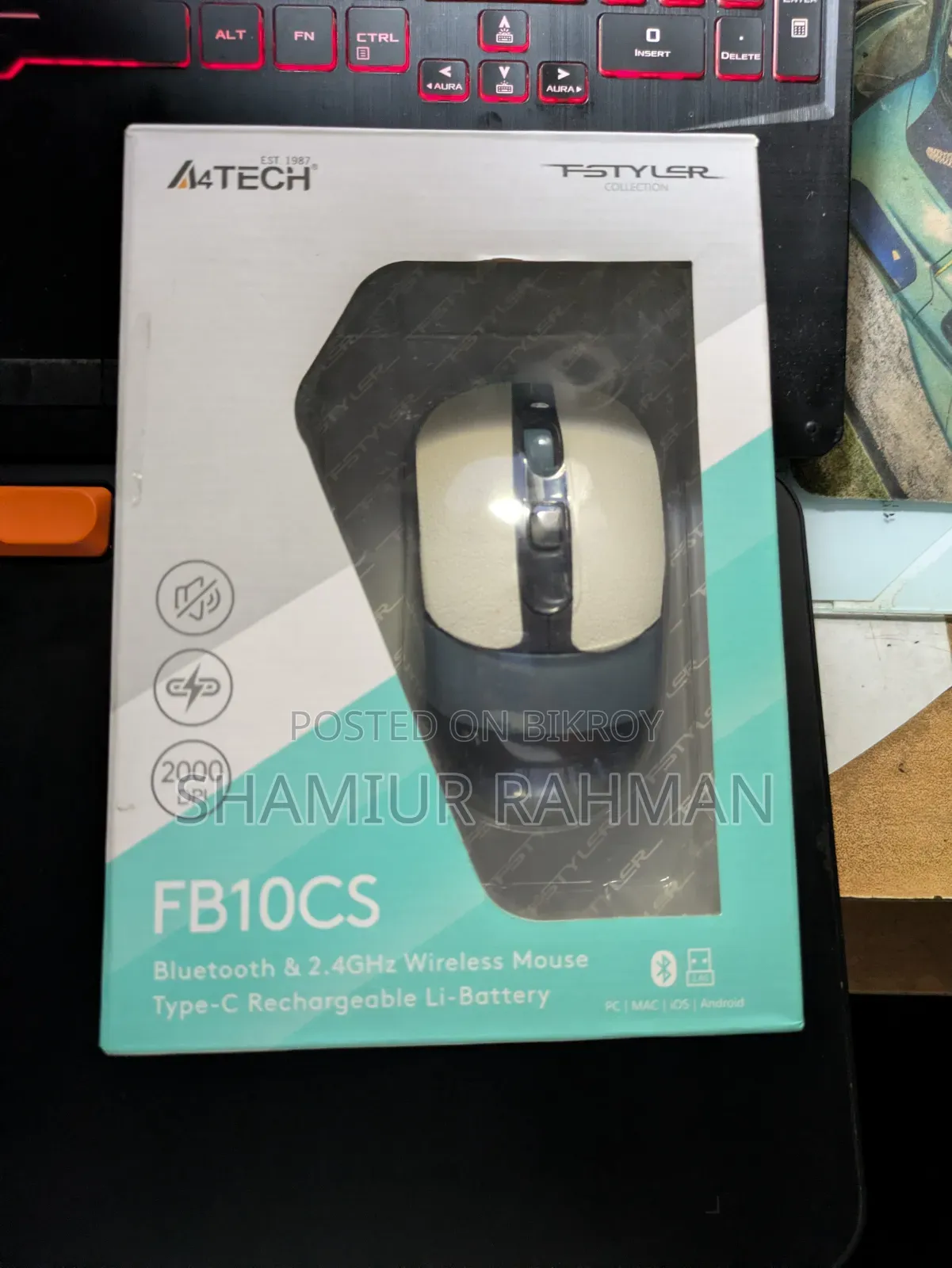A4Tech FSTYLER FB10CS মাল্টিমোড ওয়্যারলেস মাউস + ব্লুটুথ।