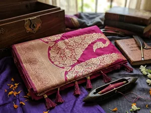 Brand New Elegant Magenta Katan Silk Saree