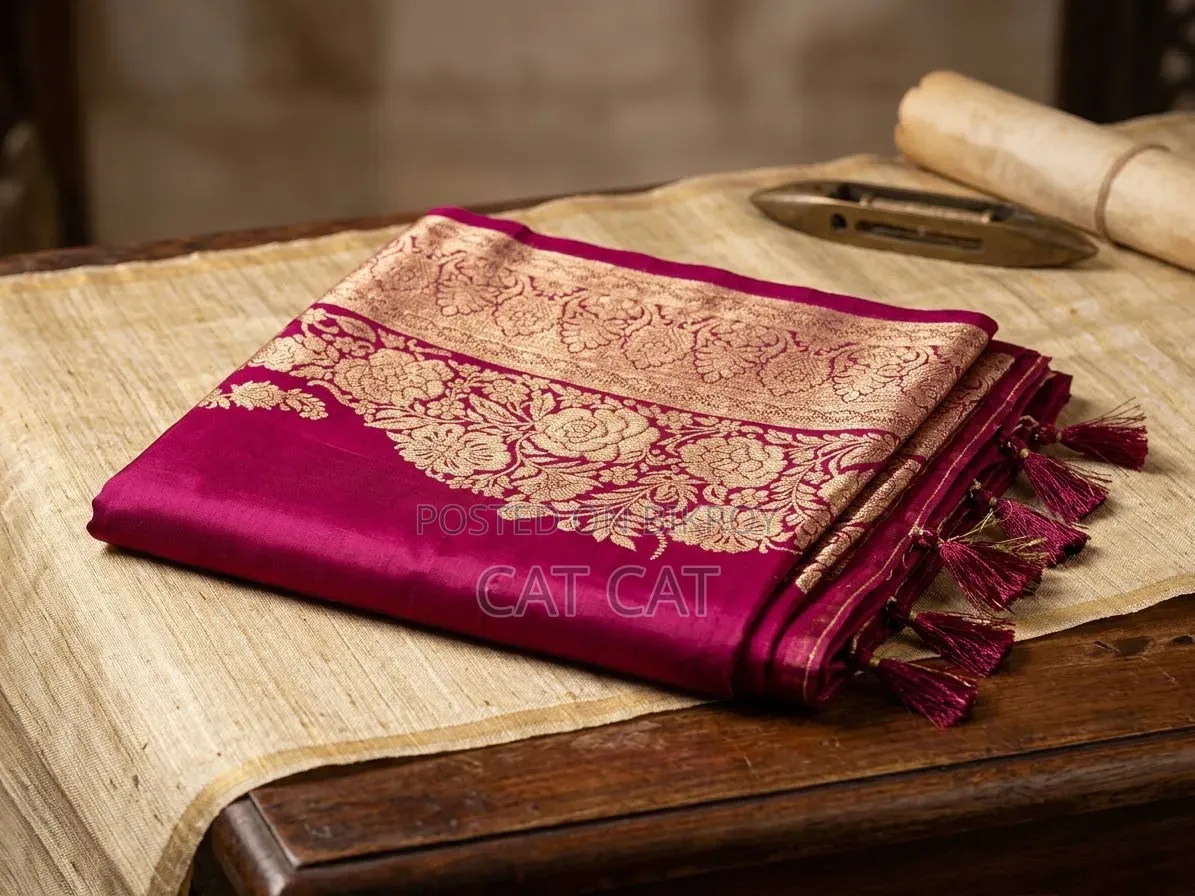 Brand New Elegant Magenta Katan Silk Saree