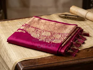 Brand New Elegant Magenta Katan Silk Saree