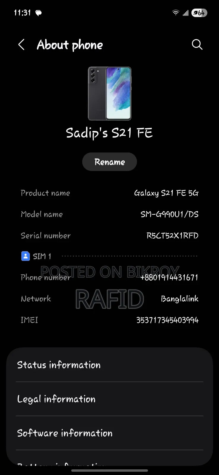 Samsung Galaxy S21 5G 128 GB White