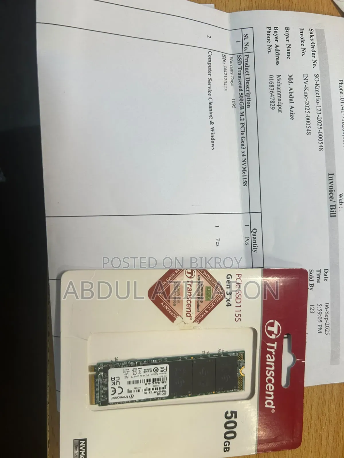 Desktop Computer 256GB SSD 500GB