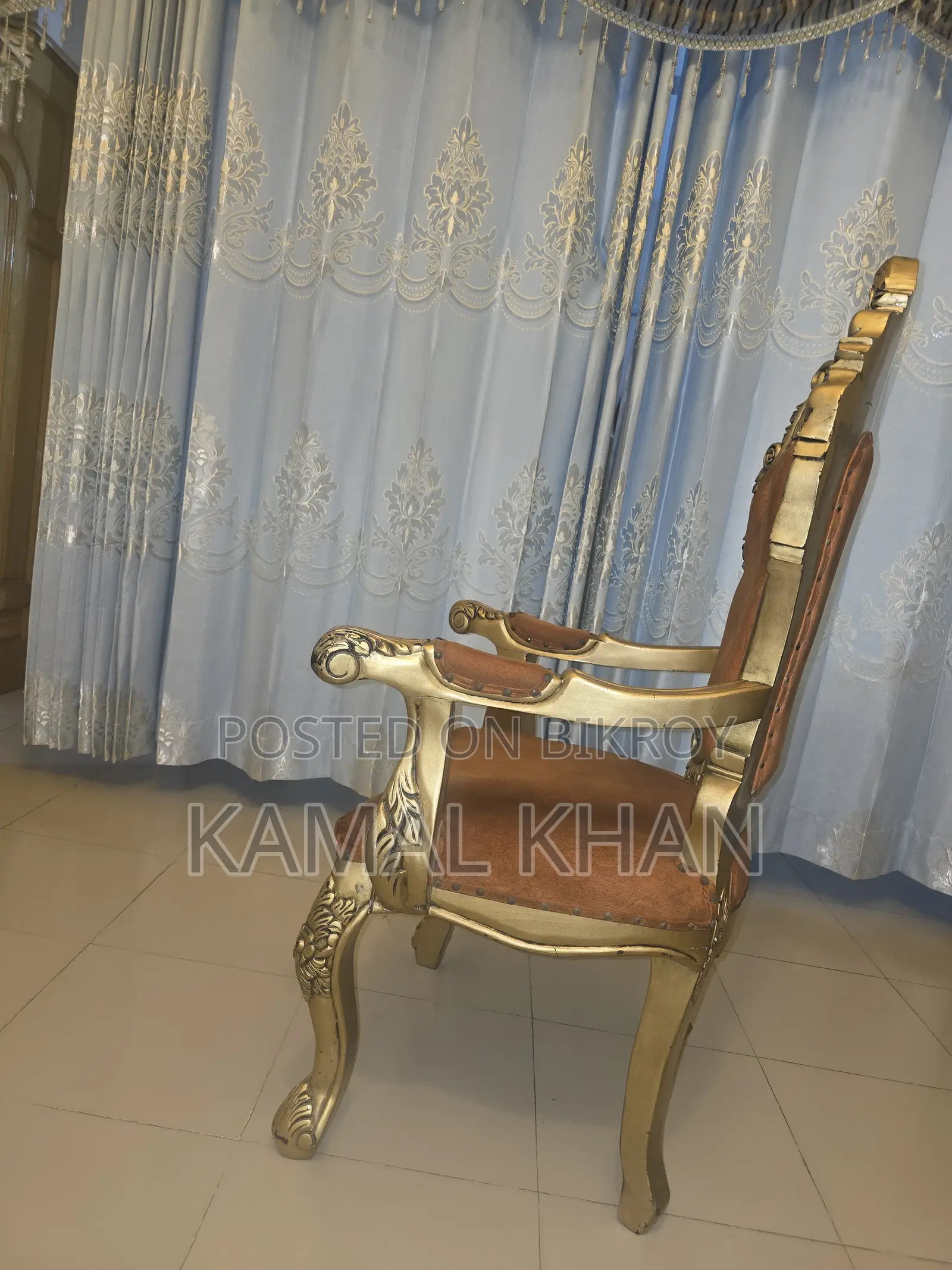 2 Golden Duco Painted Teak Wood Chairs for Sale