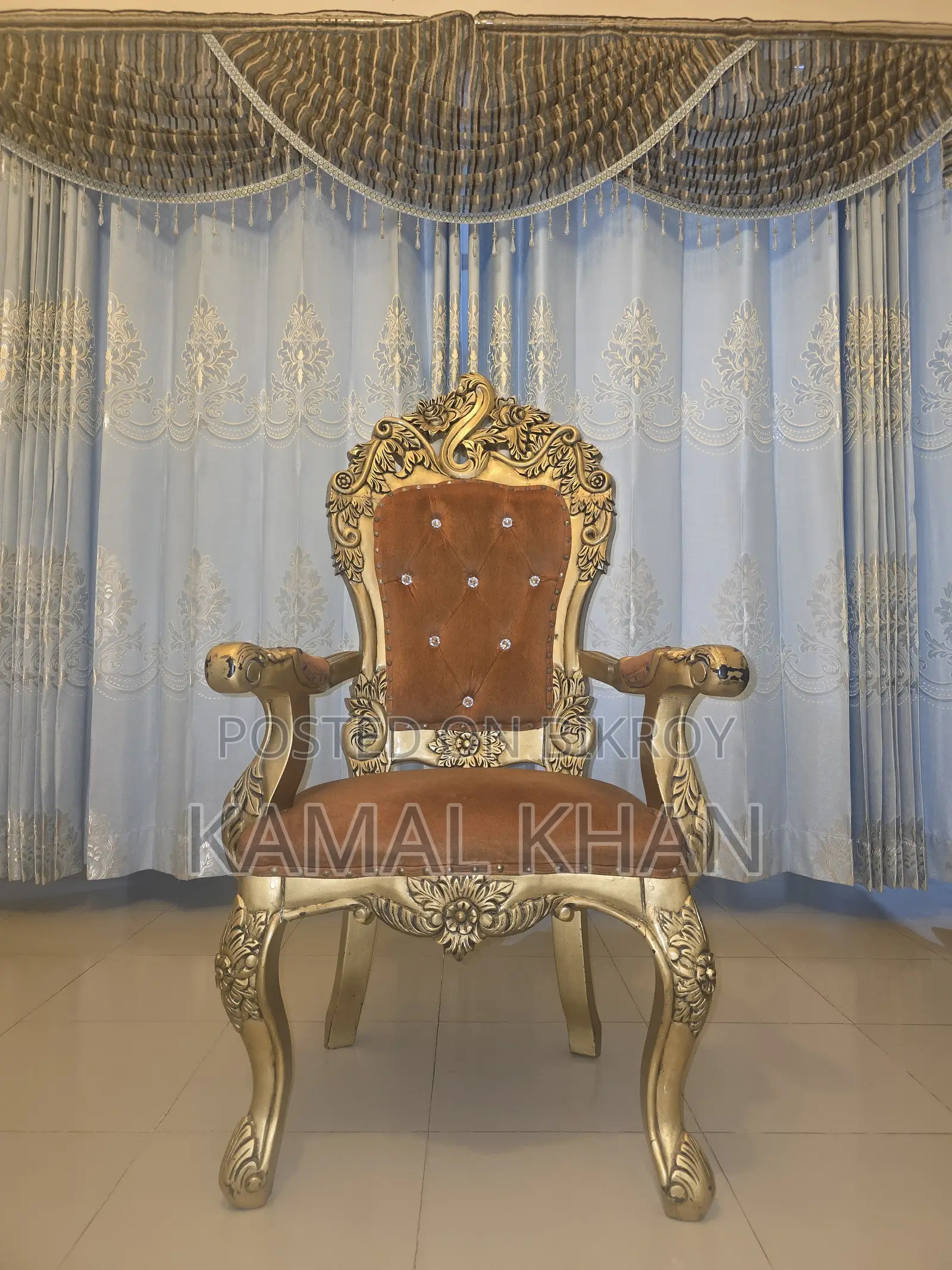 2 Golden Duco Painted Teak Wood Chairs for Sale