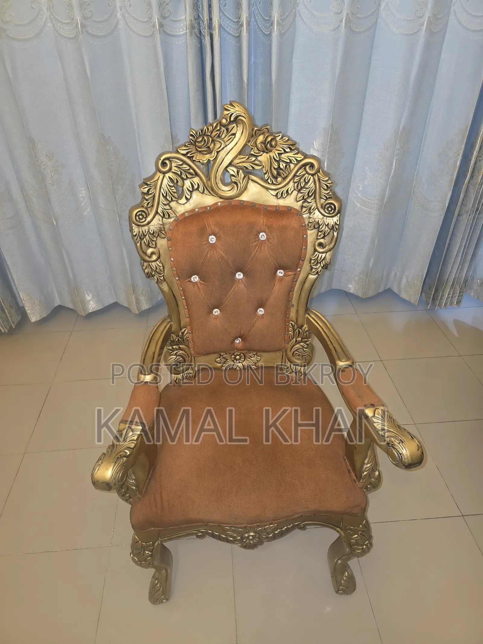 2 Golden Duco Painted Teak Wood Chairs for Sale