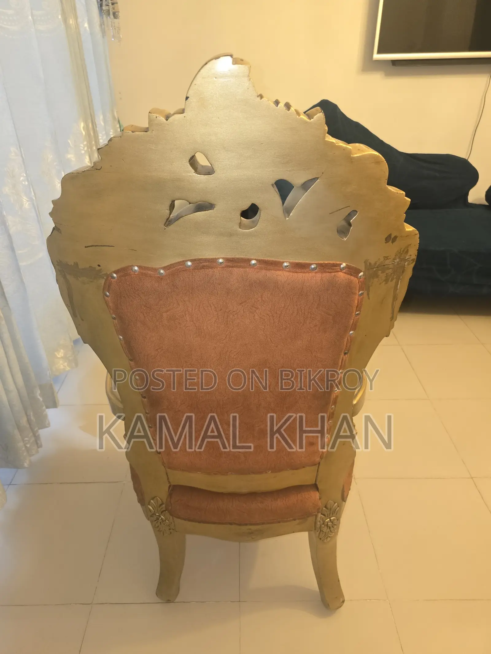 2 Golden Duco Painted Teak Wood Chairs for Sale