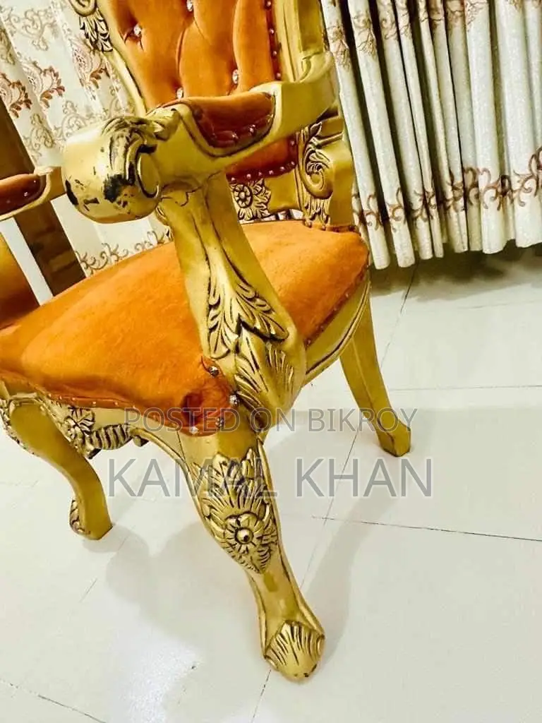 2 Golden Duko Painted Teak Wood Chairs for Sale