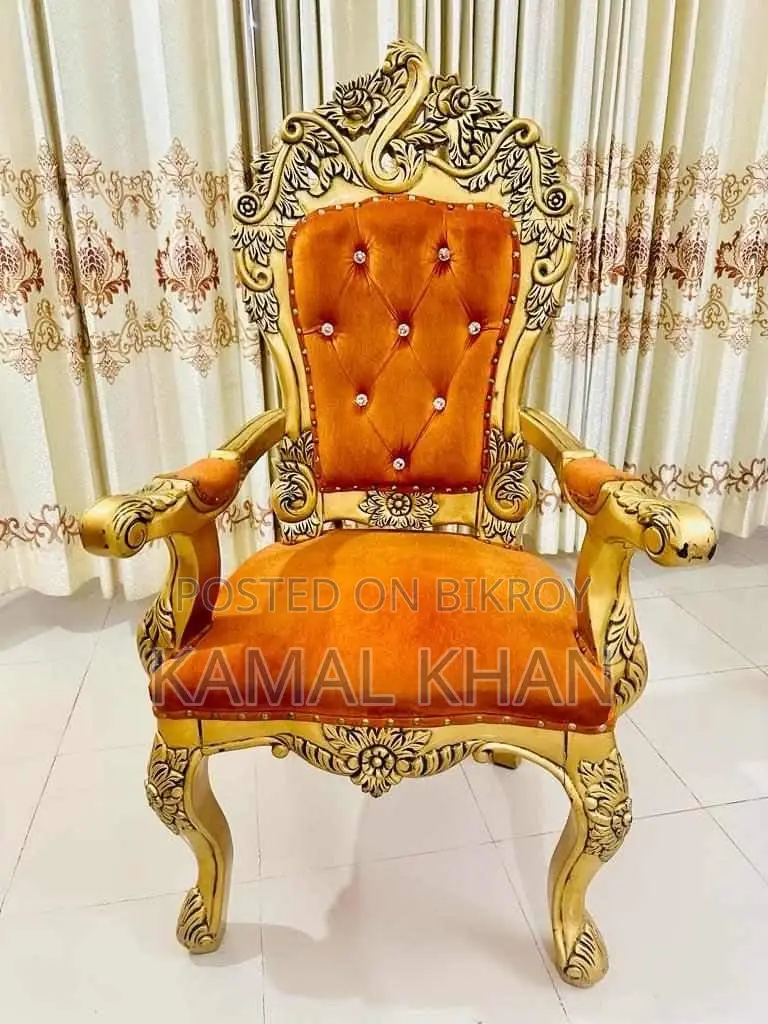 2 Golden Duko Painted Teak Wood Chairs for Sale